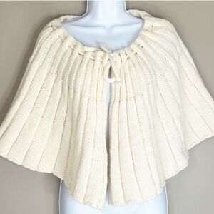 Benetton Made in Italy 100% wool shawl tie cape ivory